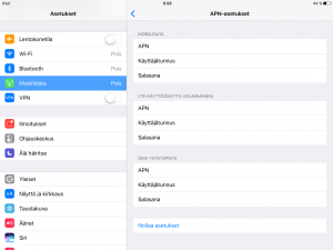 APN-asetusten muuttaminen iPadilla