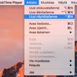 Näyttötallennus MacBook QuickTime Player